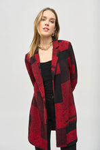 Load image into Gallery viewer, Joseph Ribkoff - 243309 - Sweater Knit Patchwork Print Blazer - Black/Red
