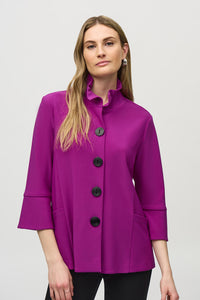 Joseph Ribkoff - 244196 - Silky Knit Shirred Collar Trapeze Jacket - Empress