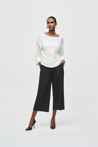 Joseph Ribkoff - 243259 - Heavy Knit Pull-On Culotte Pant - Black