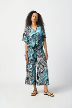 Load image into Gallery viewer, Joseph Ribkoff - 241219 -  Tropical Print Front Tie Top - Black/Multi
