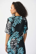 Load image into Gallery viewer, Joseph Ribkoff - 241219 -  Tropical Print Front Tie Top - Black/Multi
