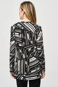 Joseph Ribkoff - 243190 - Silky Knit Abstract Stripe Top - Black/Multi