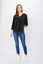 Load image into Gallery viewer, Joseph Ribkoff - 242062 - V-neck Peasant Blouse - Black
