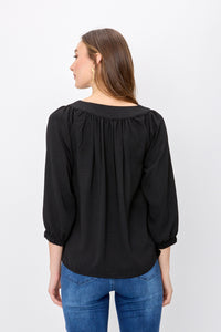 Joseph Ribkoff - 242062 - V-neck Peasant Blouse - Black