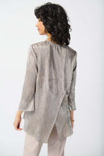 Load image into Gallery viewer, Joseph Ribkoff - 241237 - Shiny Texture Zip Front Tunic - Champagne/Gold
