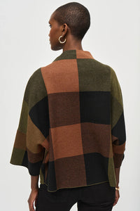 Joseph Ribkoff - 243948 - Plaid Jacquard Sweater Knit Top - Multi