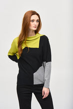 Load image into Gallery viewer, Joseph Ribkoff - 243941 - Color-Block Jacquard Sweater Top - Wasabi/Black/Grey
