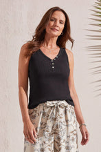 Load image into Gallery viewer, Tribal - 5361O - Henley Tank Top - Black
