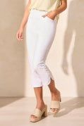 Tribal - 2056O - Flatten Pull On Capri With Round Slit - White