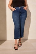 Load image into Gallery viewer, Tribal - 7735O - Sophia Curvy Micro Flare Crop Jeans - Stormy Blue
