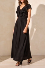 Load image into Gallery viewer, Tribal - 917O - Maxi Dress With Frill Detail &amp; Back Cutout - Black
