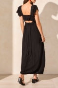 Tribal - 917O - Maxi Dress With Frill Detail & Back Cutout - Black