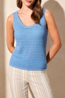 Tribal - 1741O - Crochet Tank Top - Deep Blue