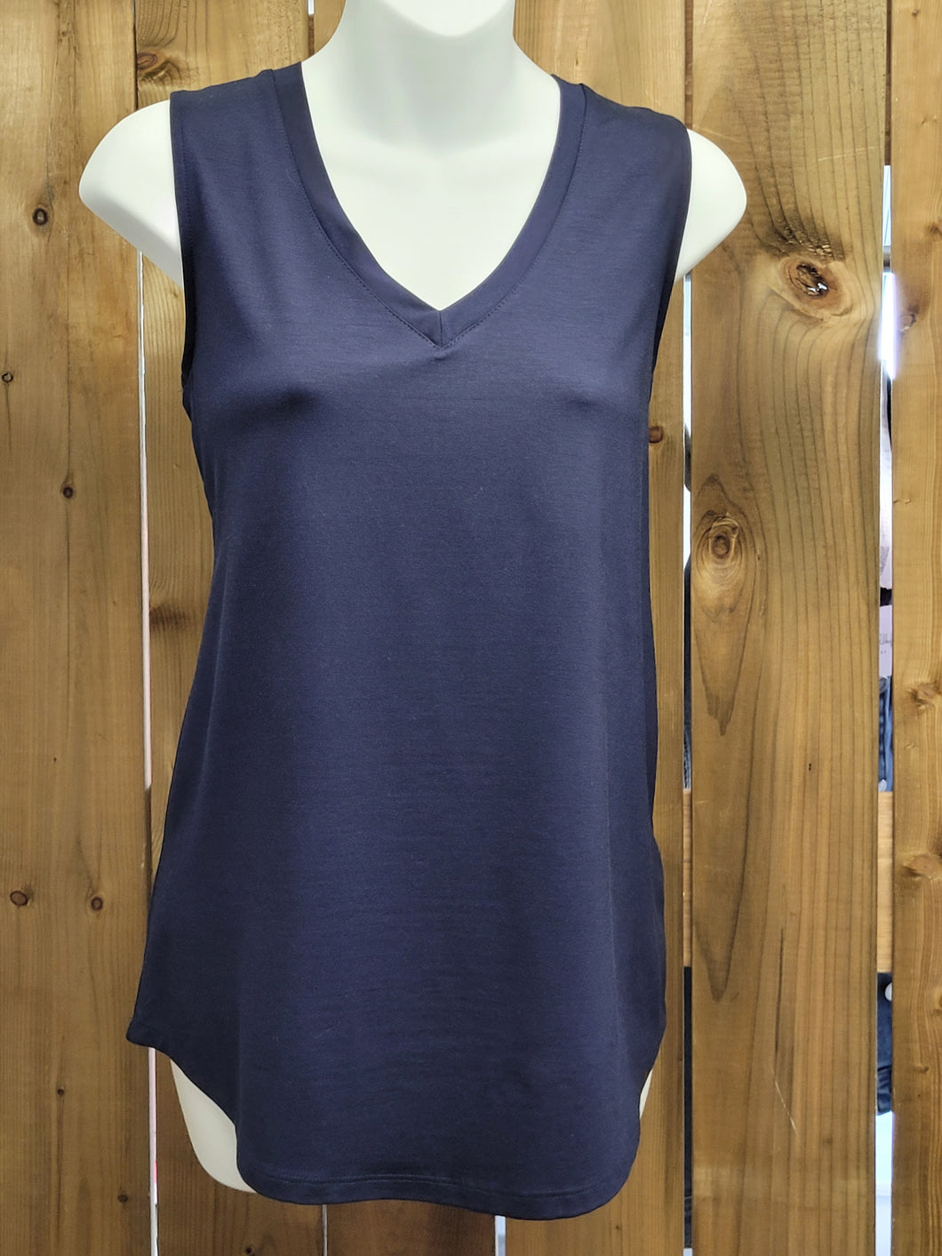 PURE - 210-4830 - BAMBOO Sleeveless V-neck Tank - Navy